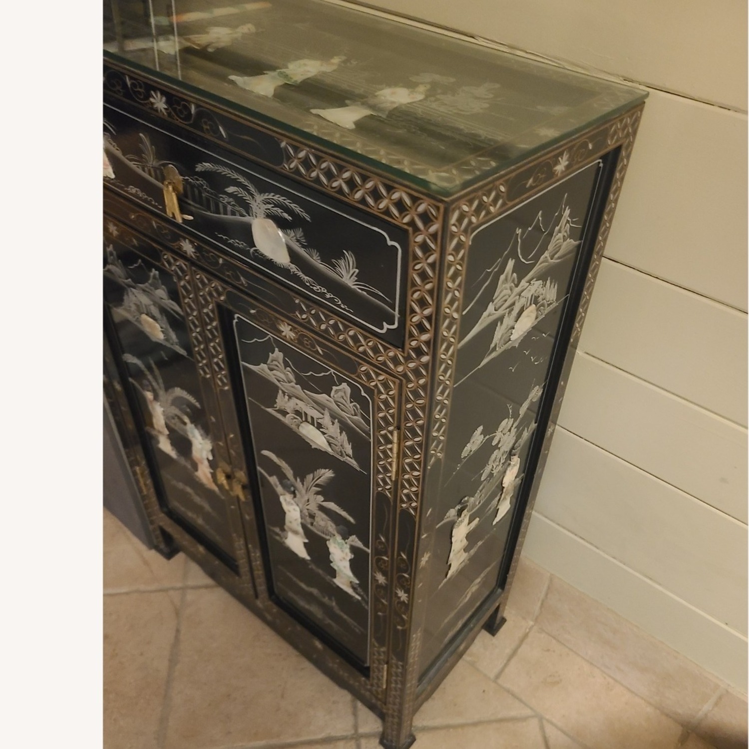 Oriental Asian Mother of Pearl Cabinet - image-2