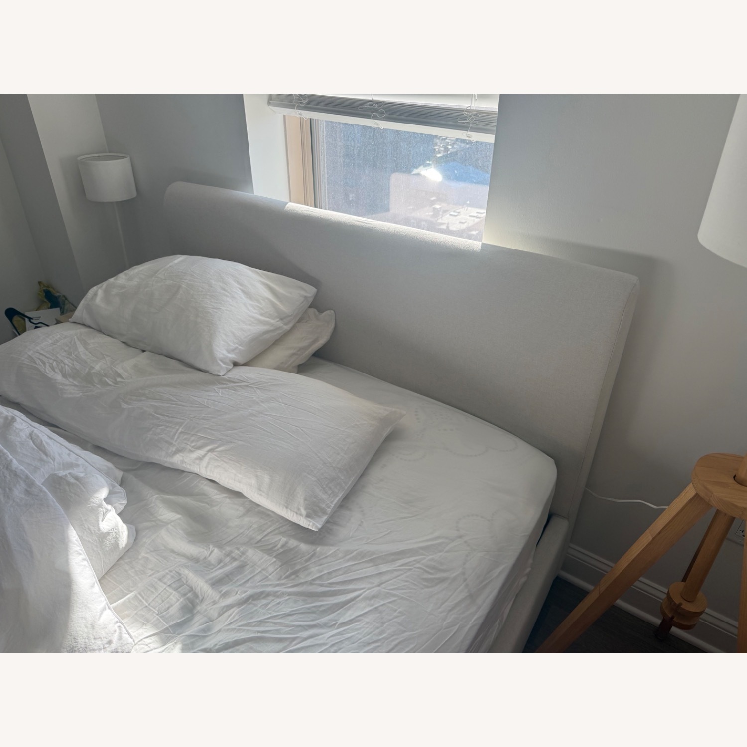 Natural Fabric Queen Bed - image-1