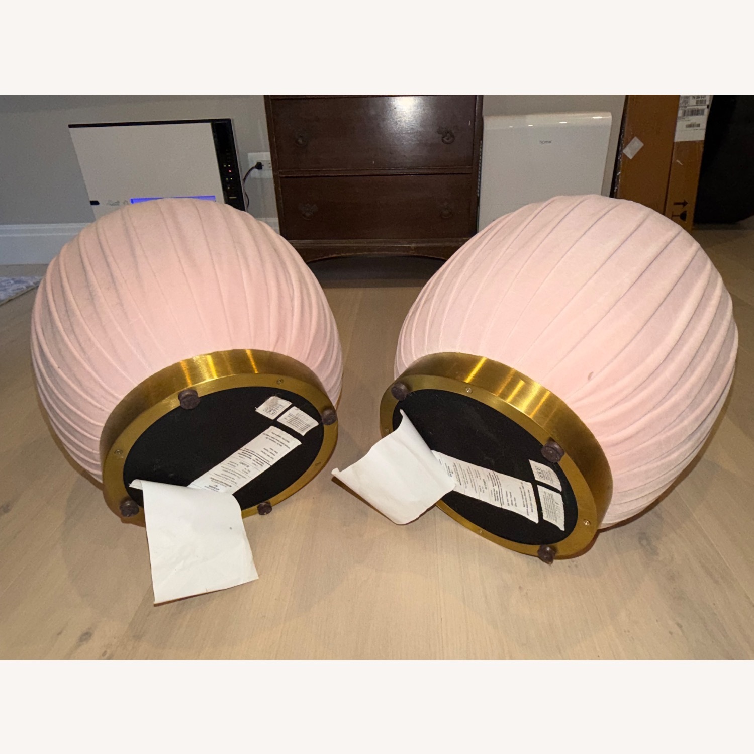 CB2 Pleated Blush Ottoman (Set of 2) - image-2
