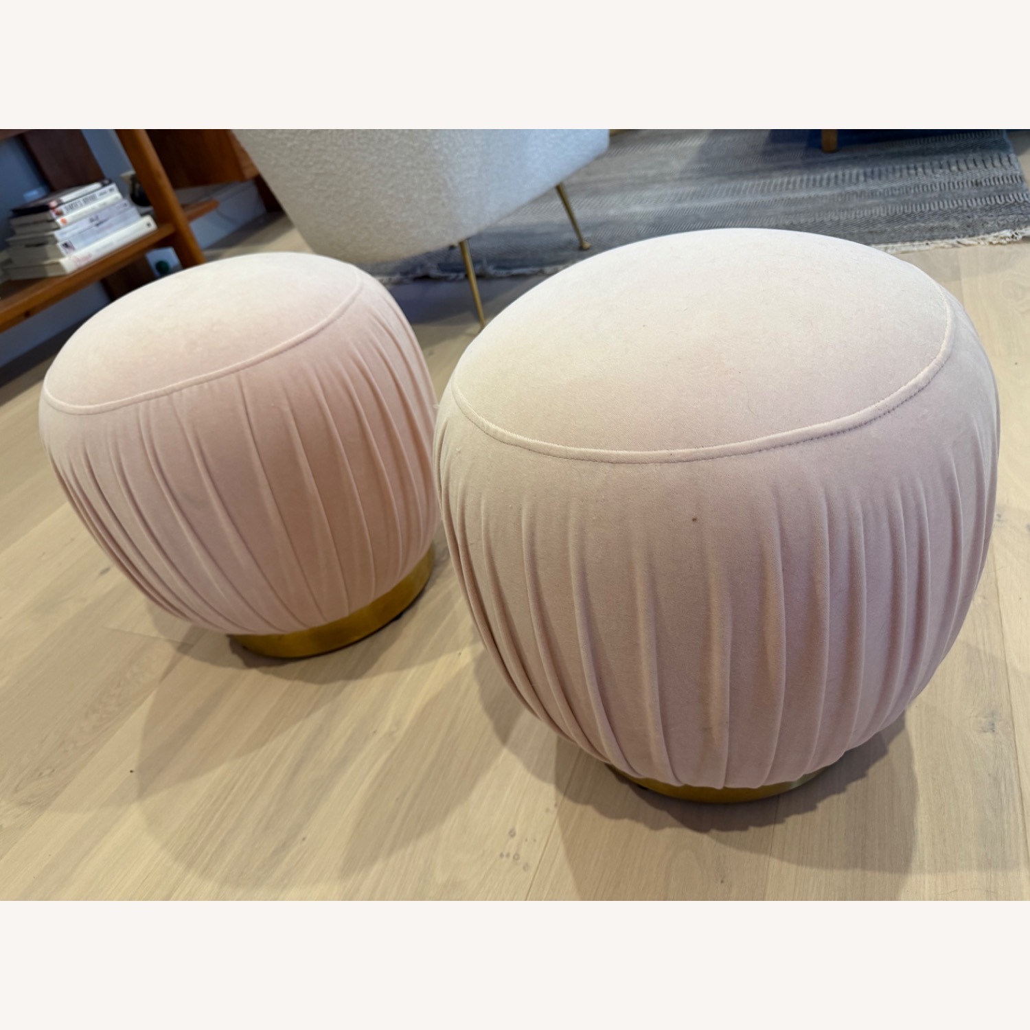 CB2 Pleated Blush Ottoman (Set of 2) - image-10