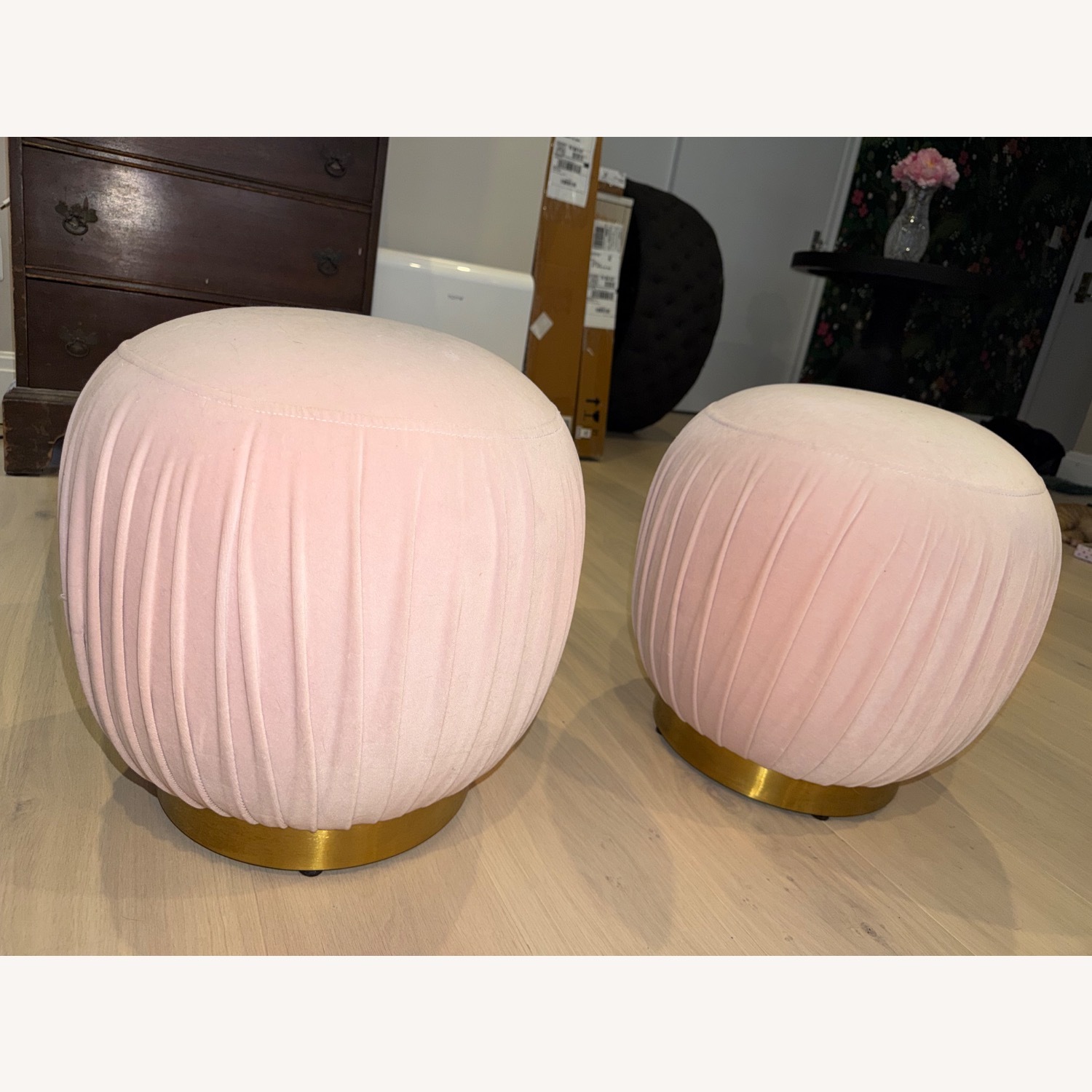 CB2 Pleated Blush Ottoman (Set of 2) - image-6