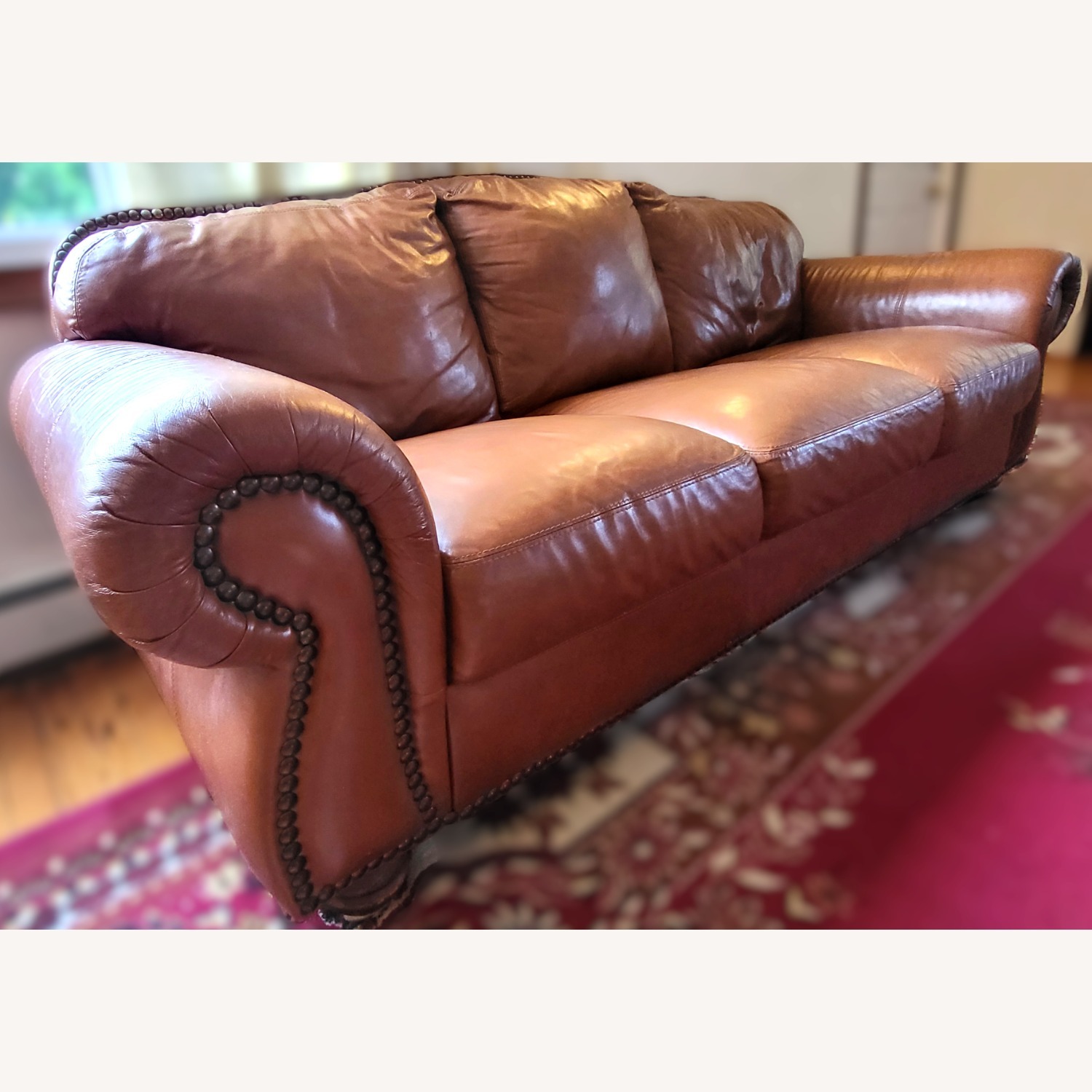 Light Brown Leather 3+ Seater Sofa - image-3