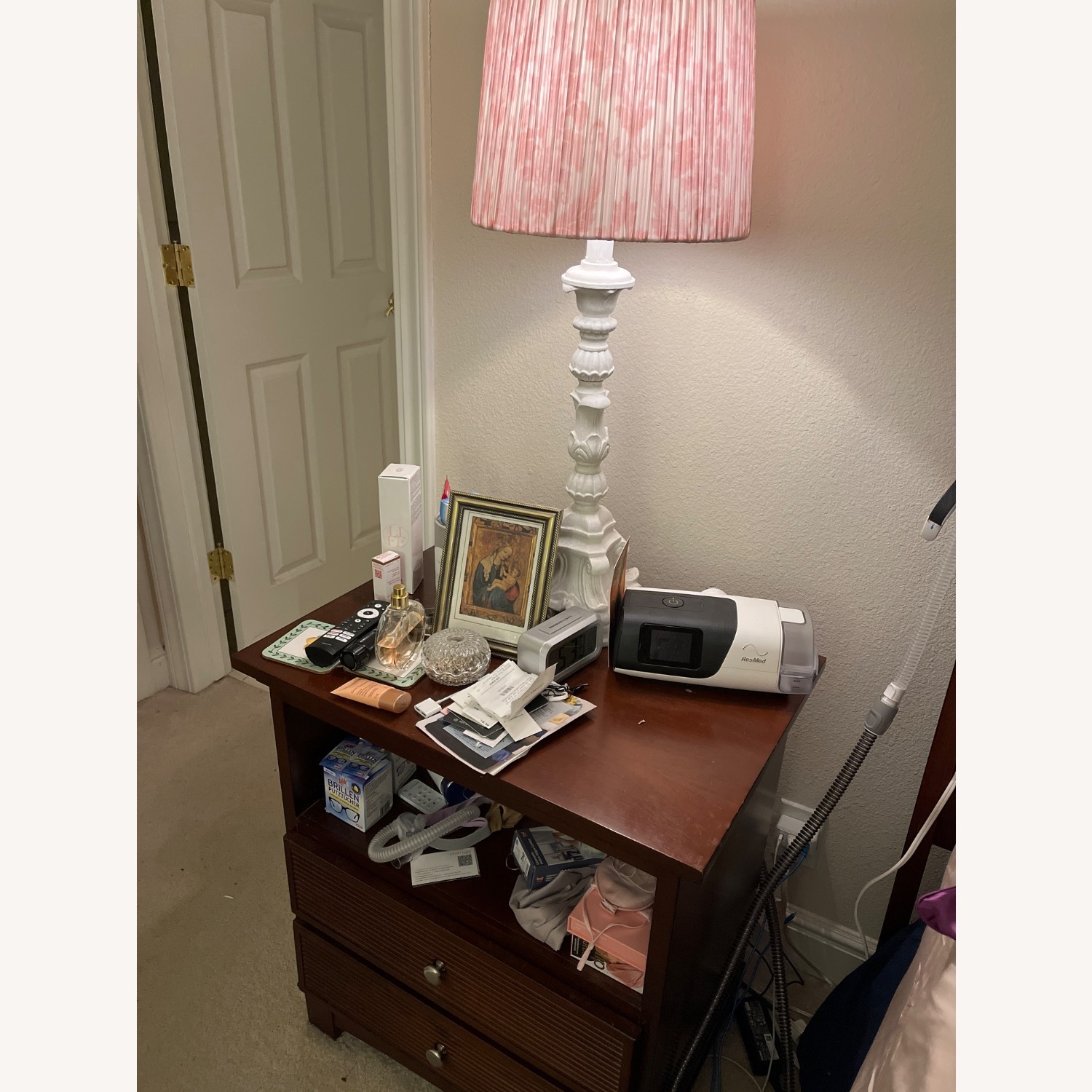 Dark Brown Wood Nightstand - image-2