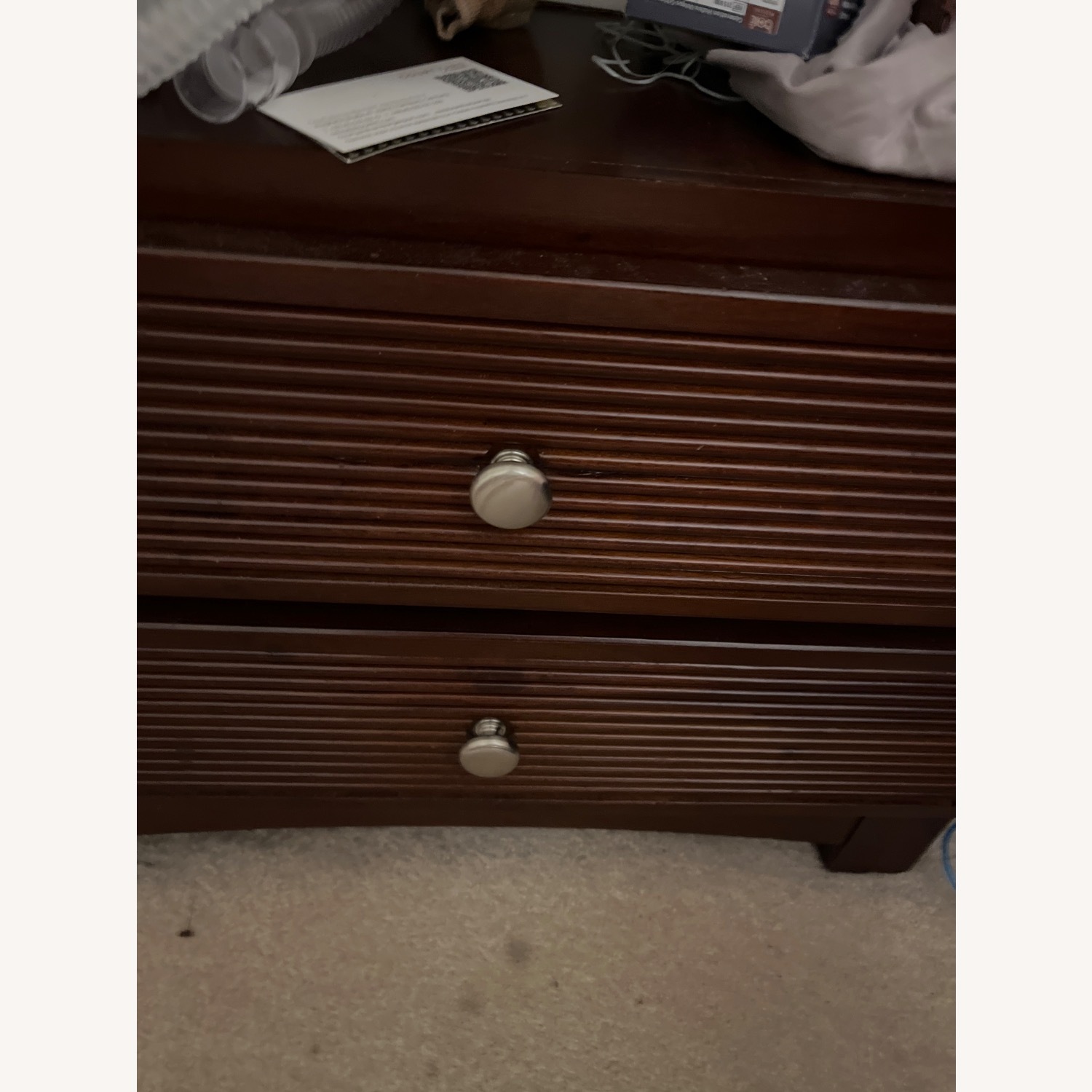 Dark Brown Wood Nightstand - image-5