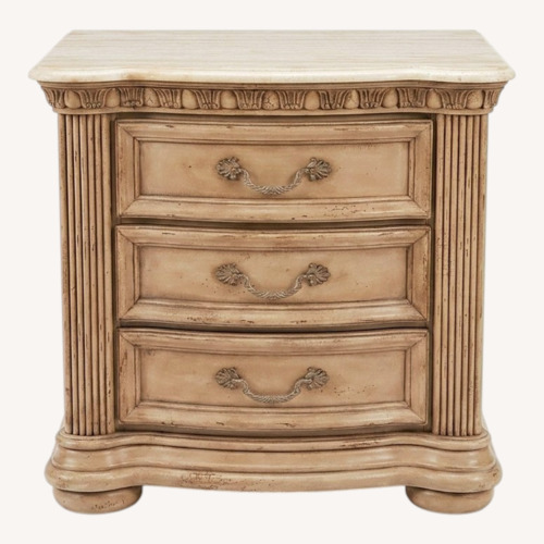 Used Set of Wynwood Wood and Marble Top Nightstands for sale on AptDeco