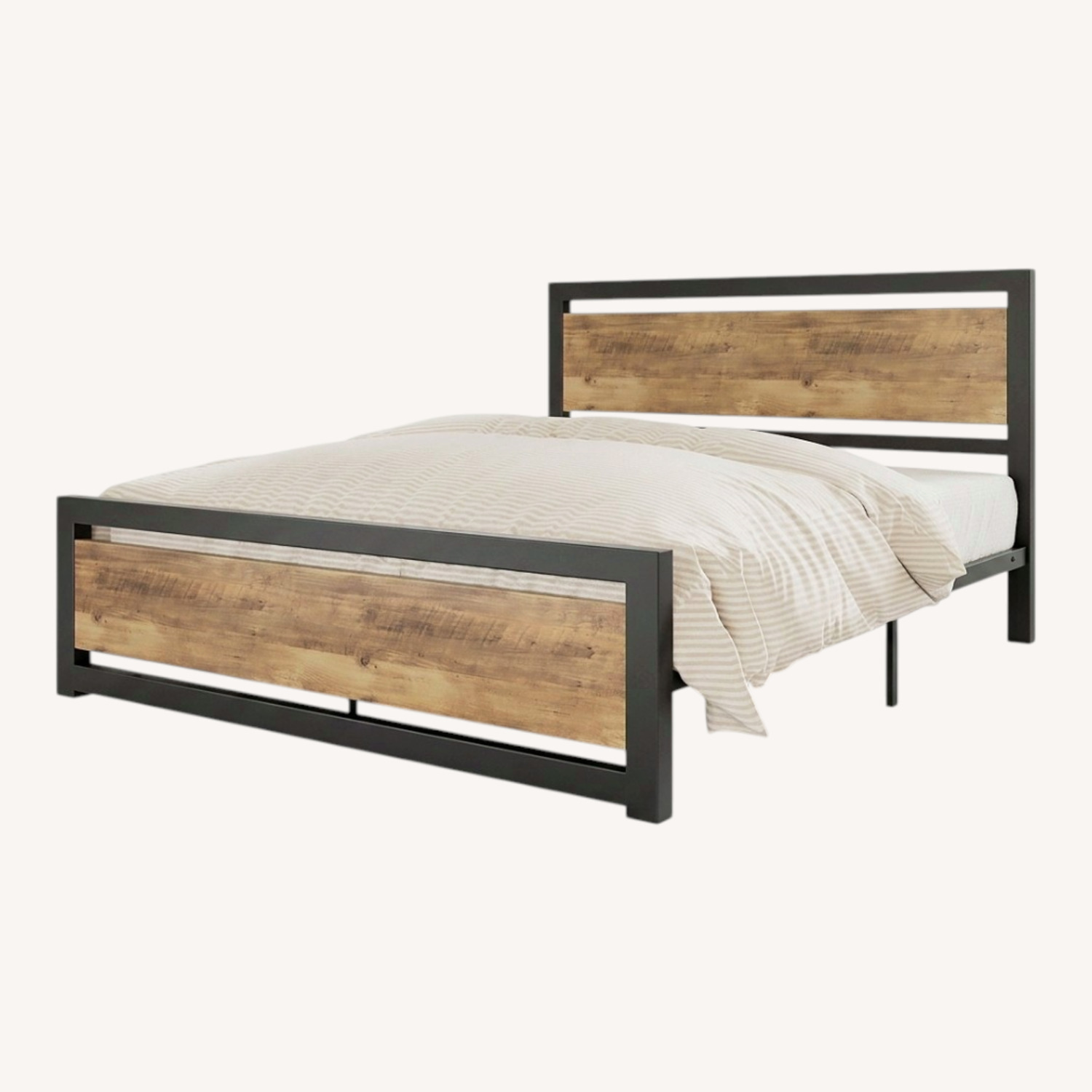 Marilee Wood and Black Metal Frame Bed - image-0