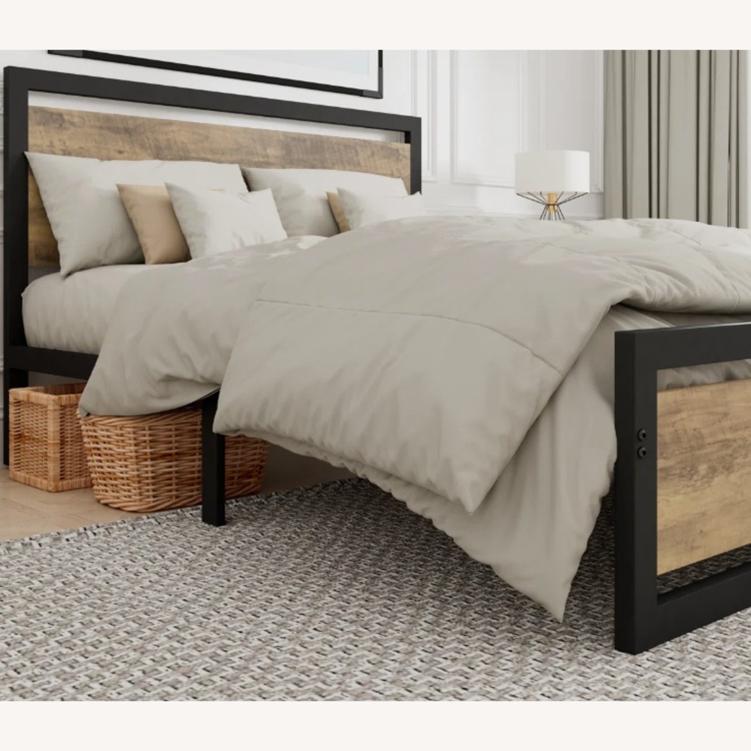 Marilee Wood and Black Metal Frame Bed - image-3