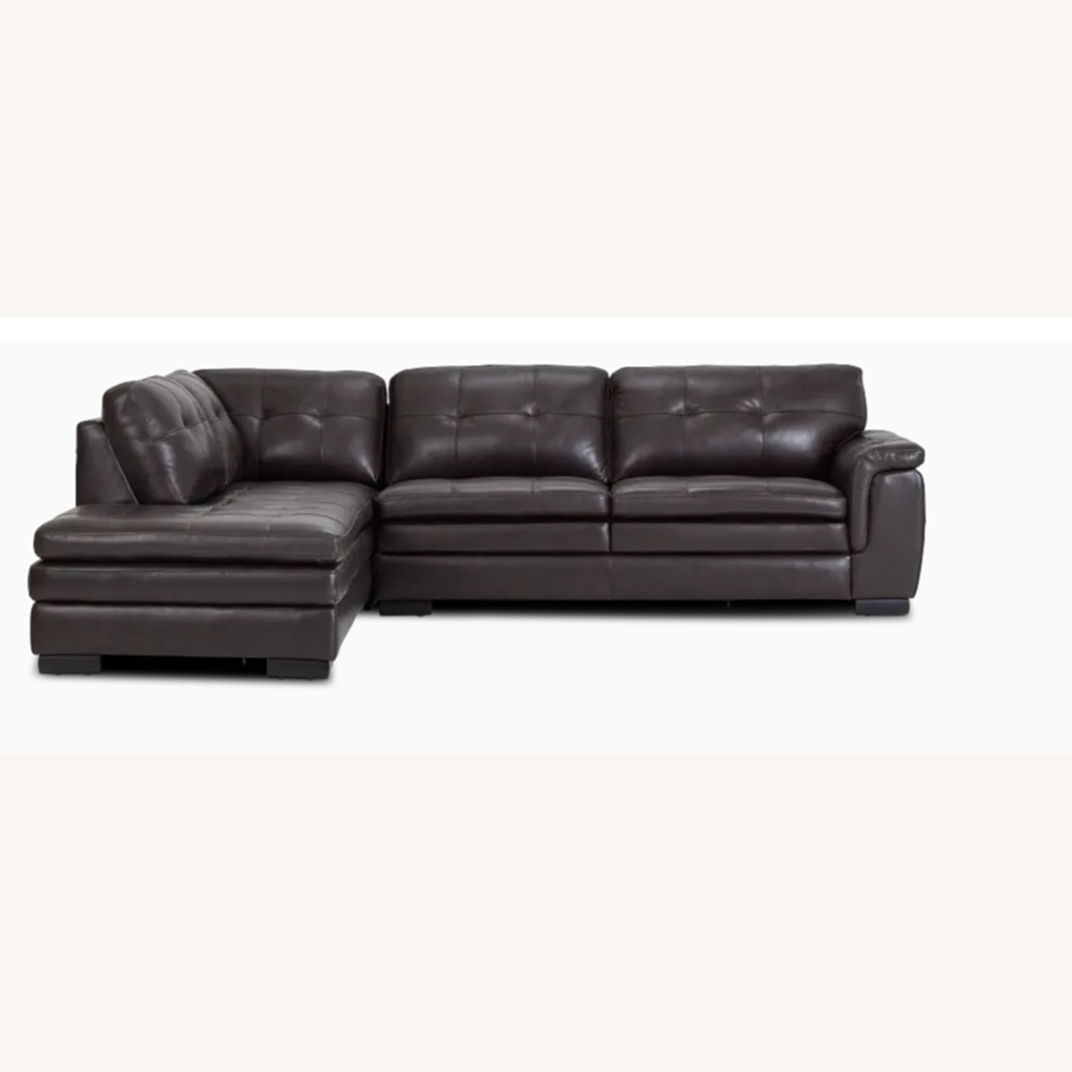 Dark Brown Leather 3+  sectional with Ottoman  - image-5