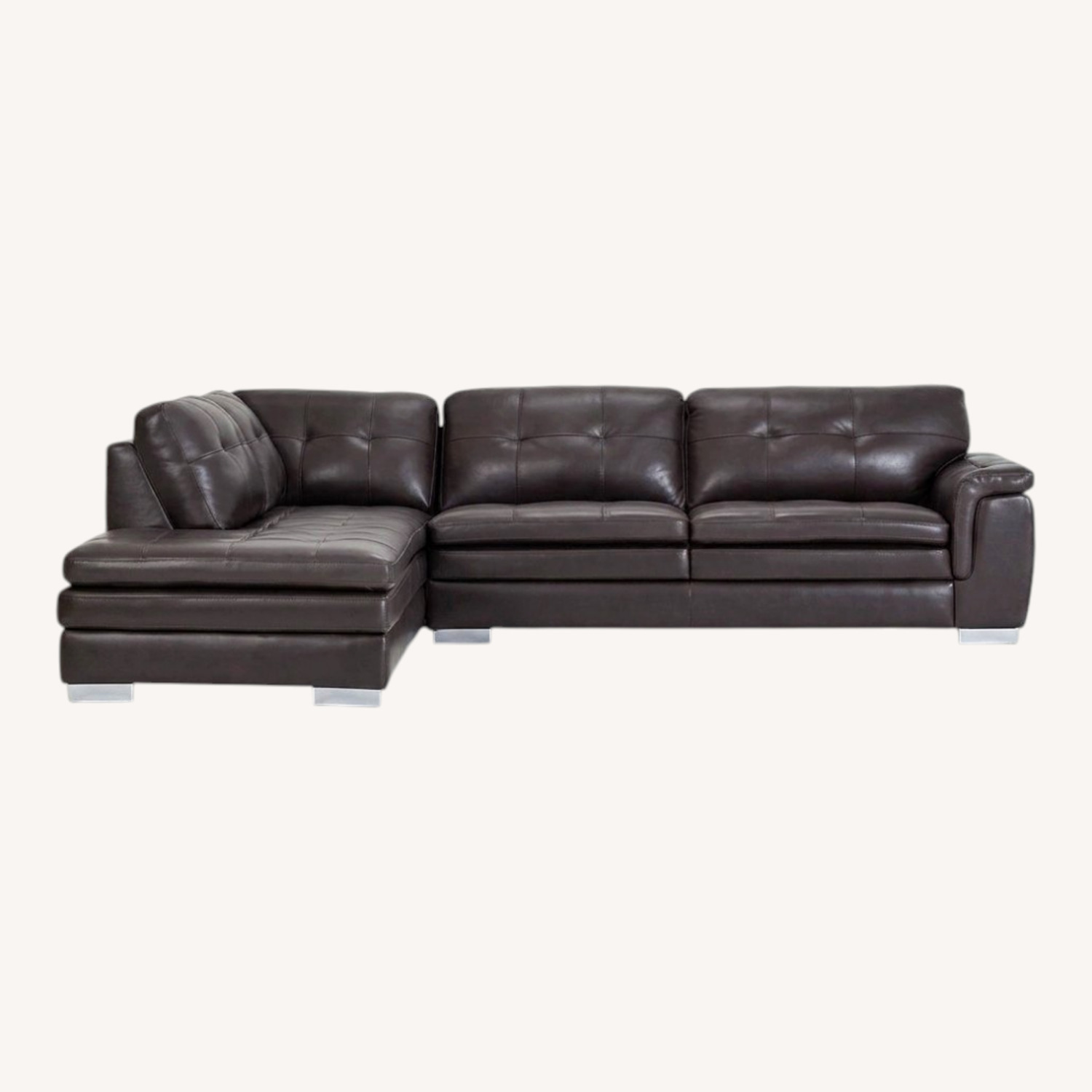Dark Brown Leather 3+  sectional with Ottoman  - image-6