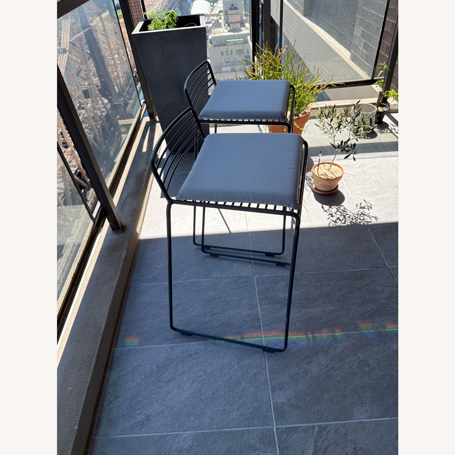 Hay Hee Dark Gray Metal Stools With Cushions - image-2