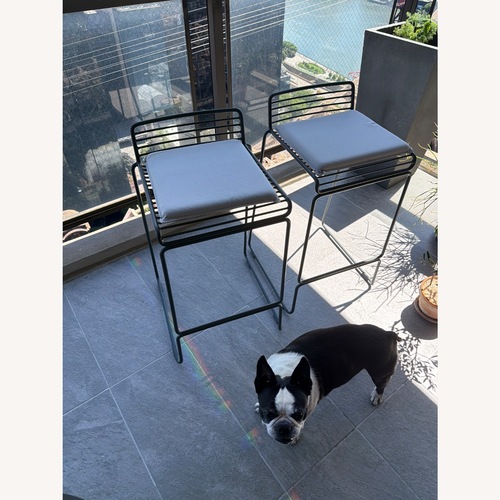 Used Hay Hee Dark Gray Metal Stools With Cushions  for sale on AptDeco