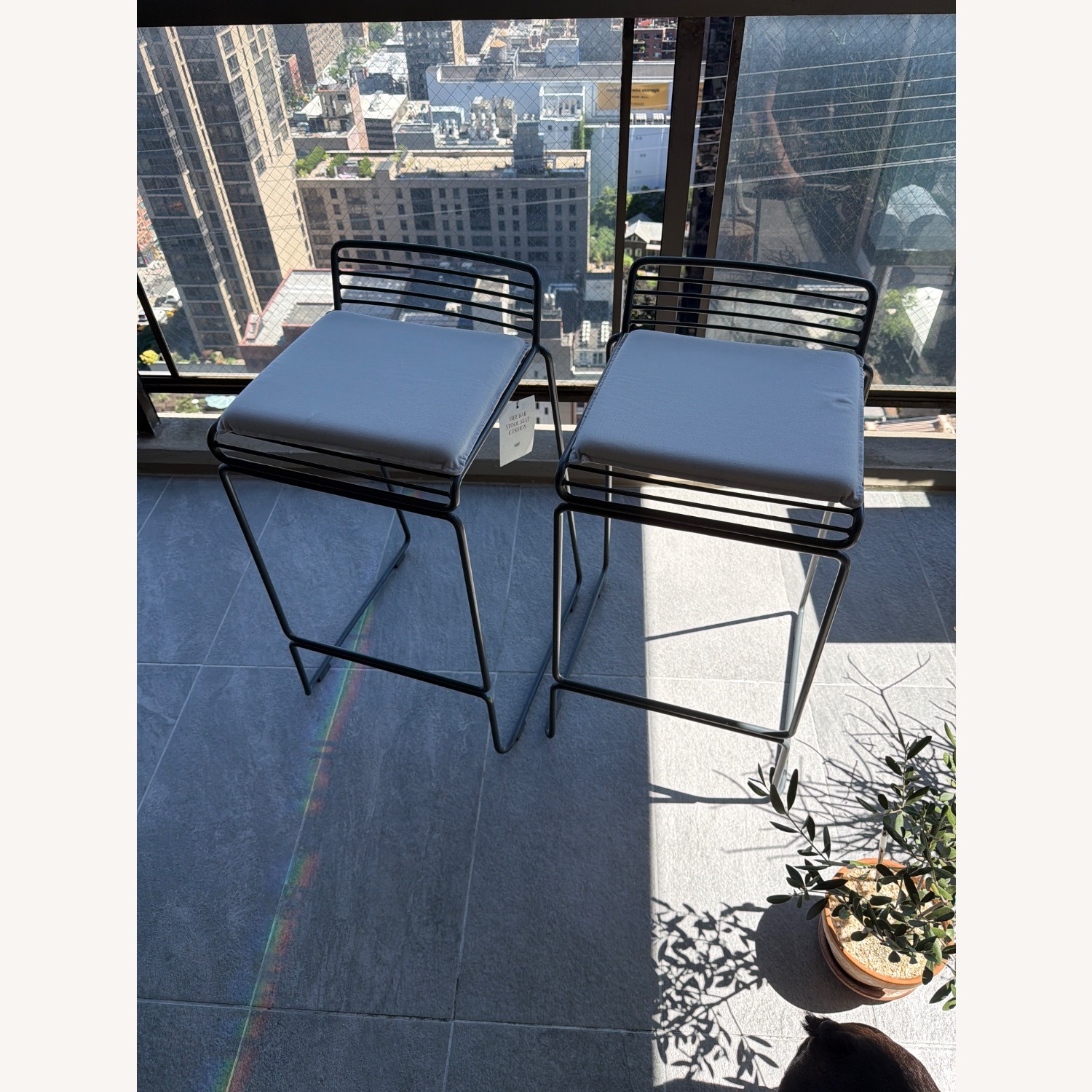 Hay Hee Dark Gray Metal Stools With Cushions - image-3