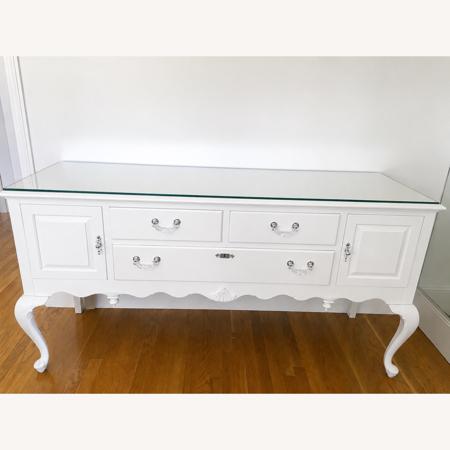 Ethan Allen Georgian Court Dark Brown Cherry Wood Sideboard - image-6