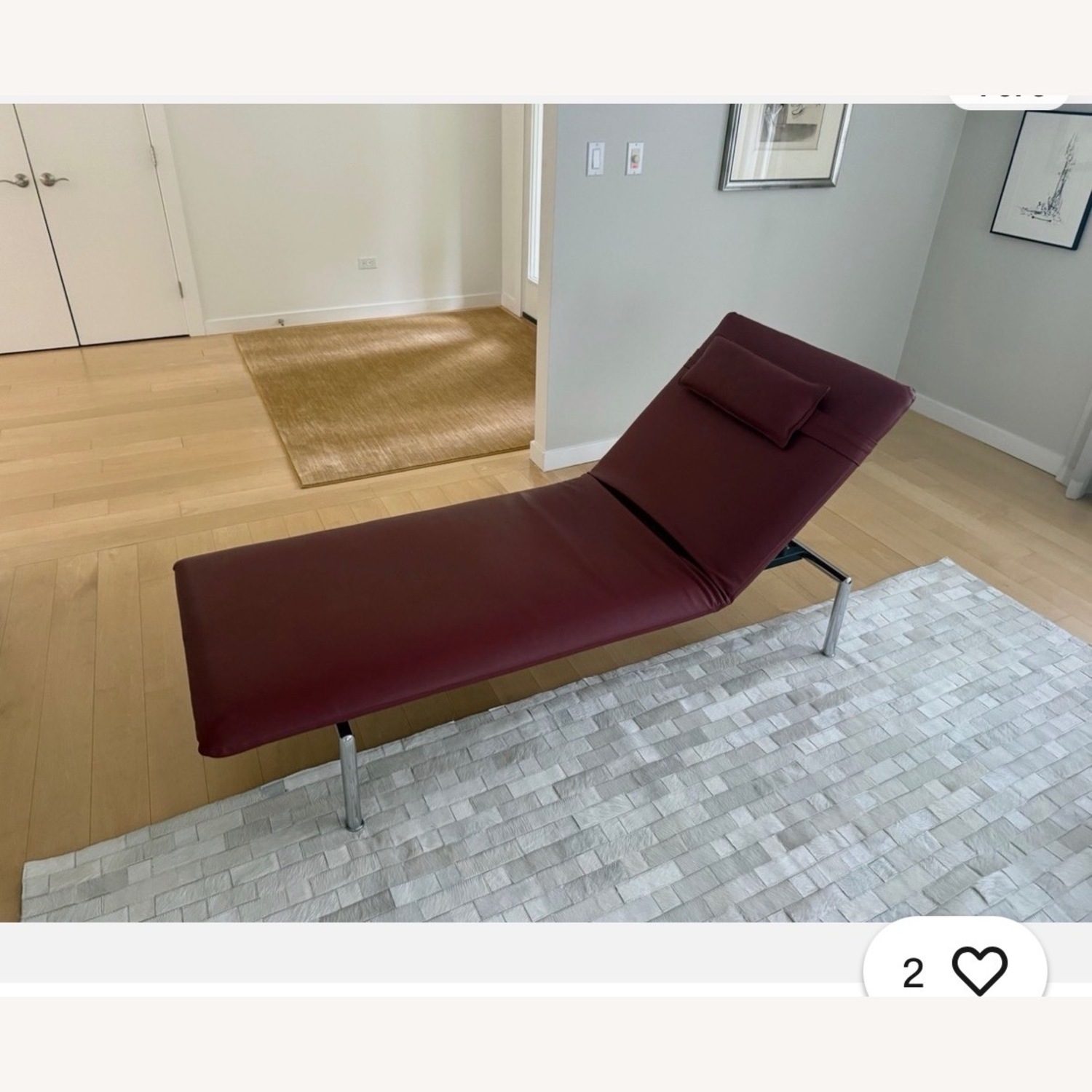 Tacchini Red Leather Bench - image-3