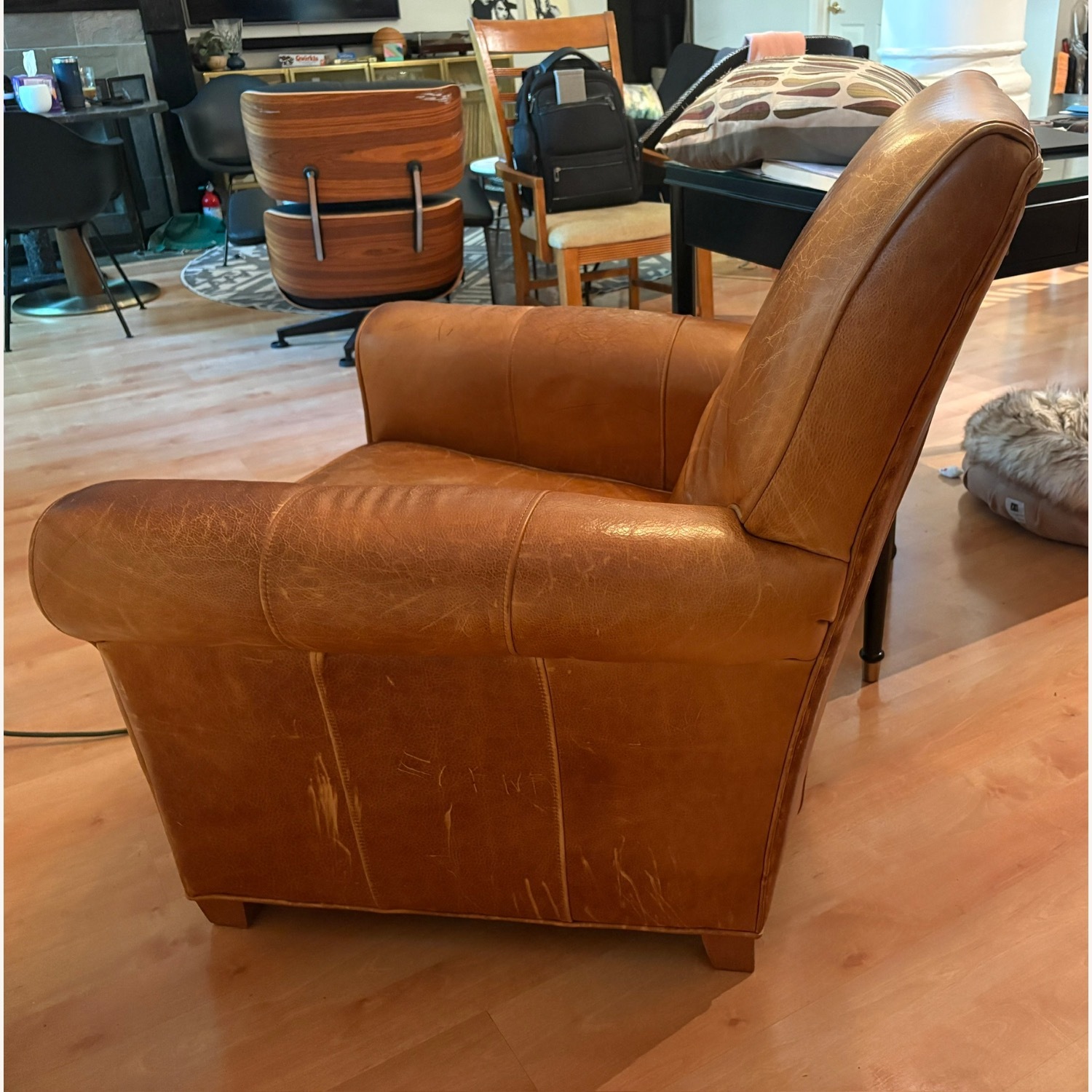 Ethan Allen Bentley Dark Brown Leather Armchair - image-5
