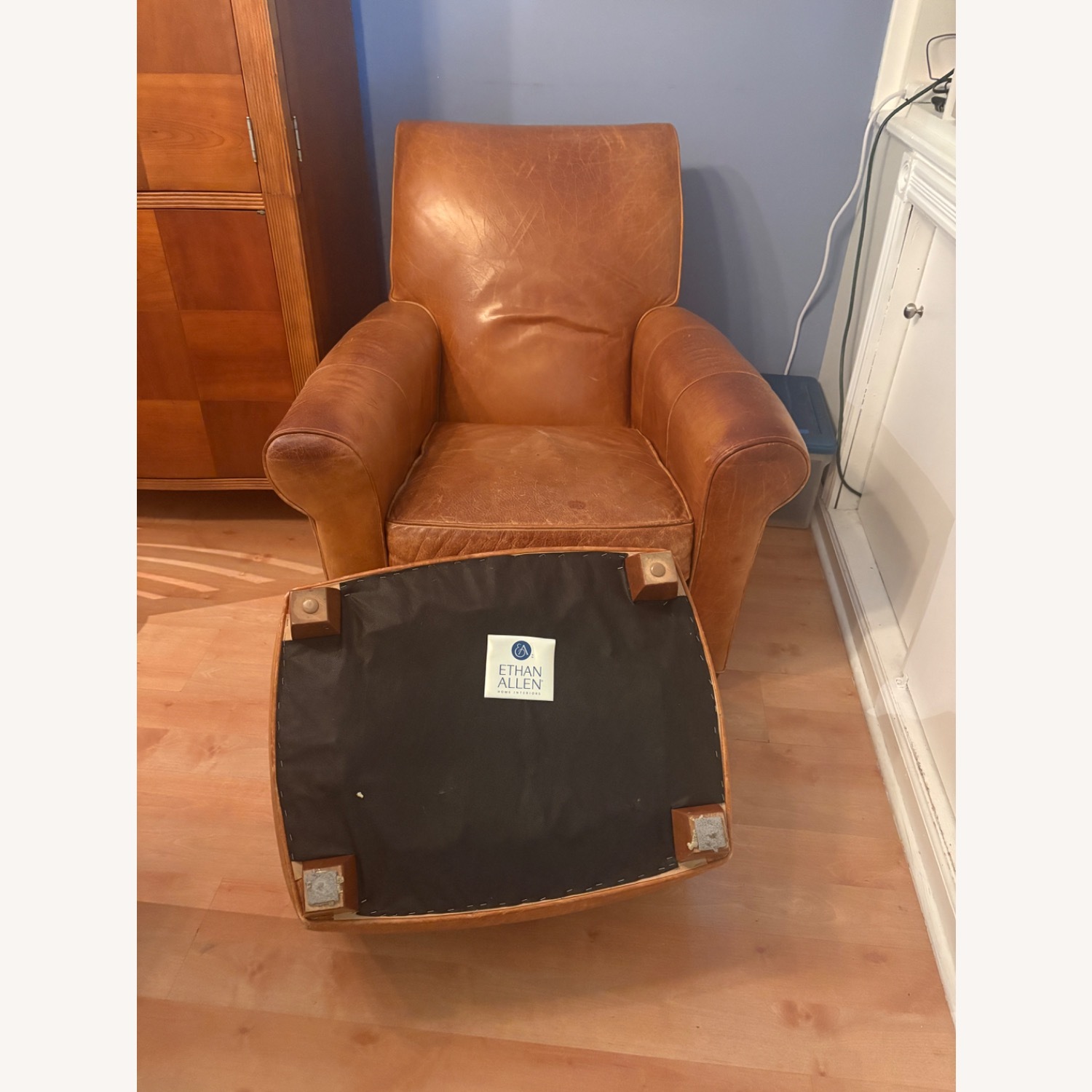 Ethan Allen Bentley Dark Brown Leather Armchair - image-2
