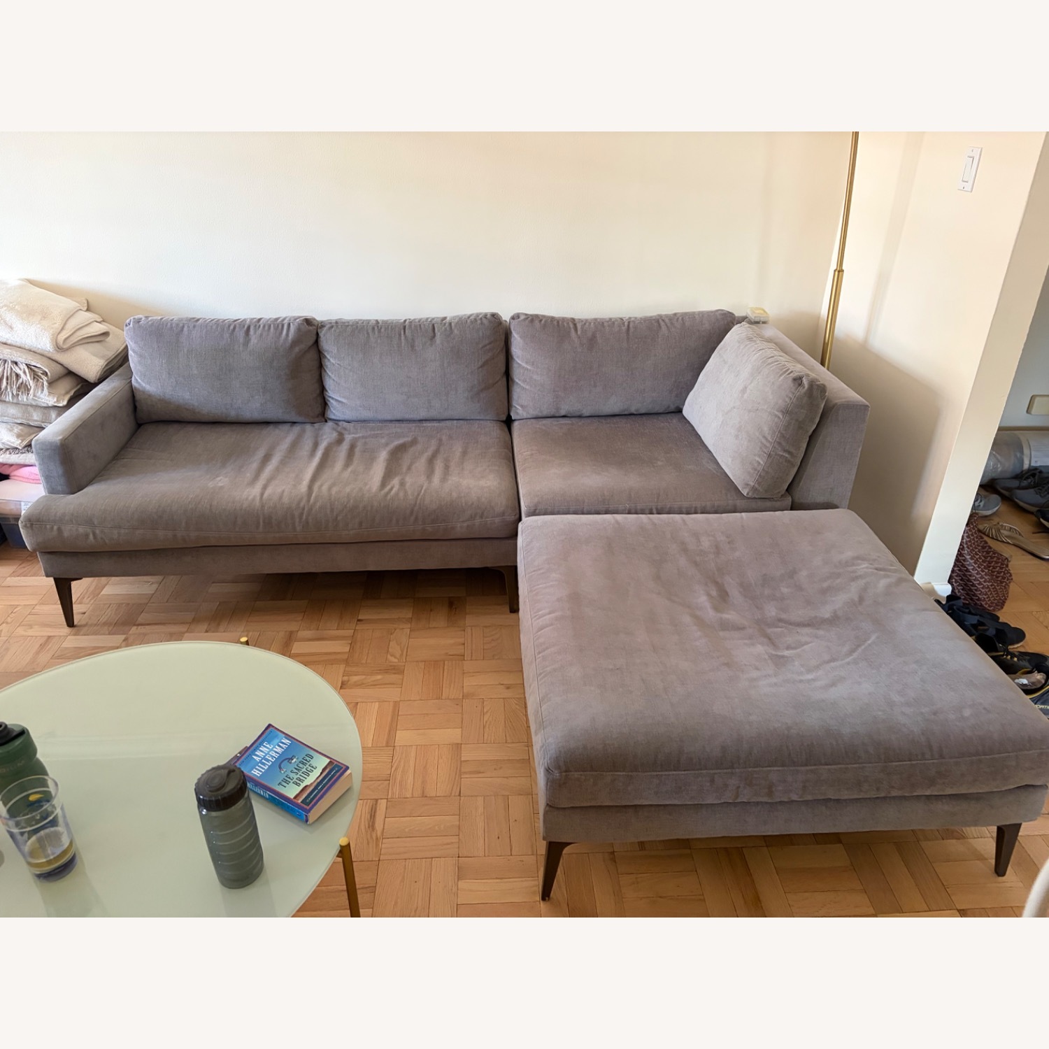 West Elm Andes Dark Gray Fabric 2 Piece Sectional - image-6