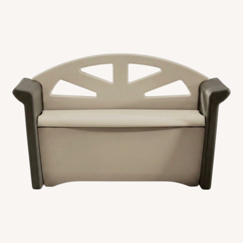 Used Rubbermaid Light Gray Resin Outdoor Storage Bench for sale on AptDeco