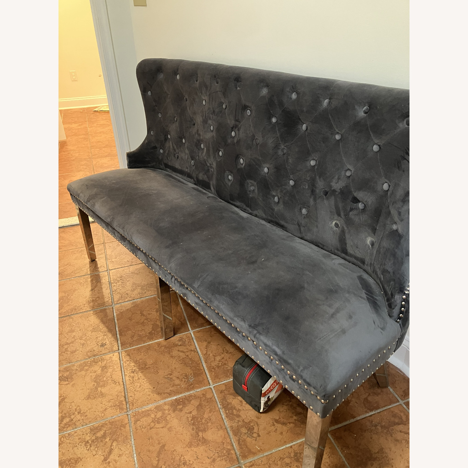 Wayfair Amick Upholstered Dark Gray Bench - image-2