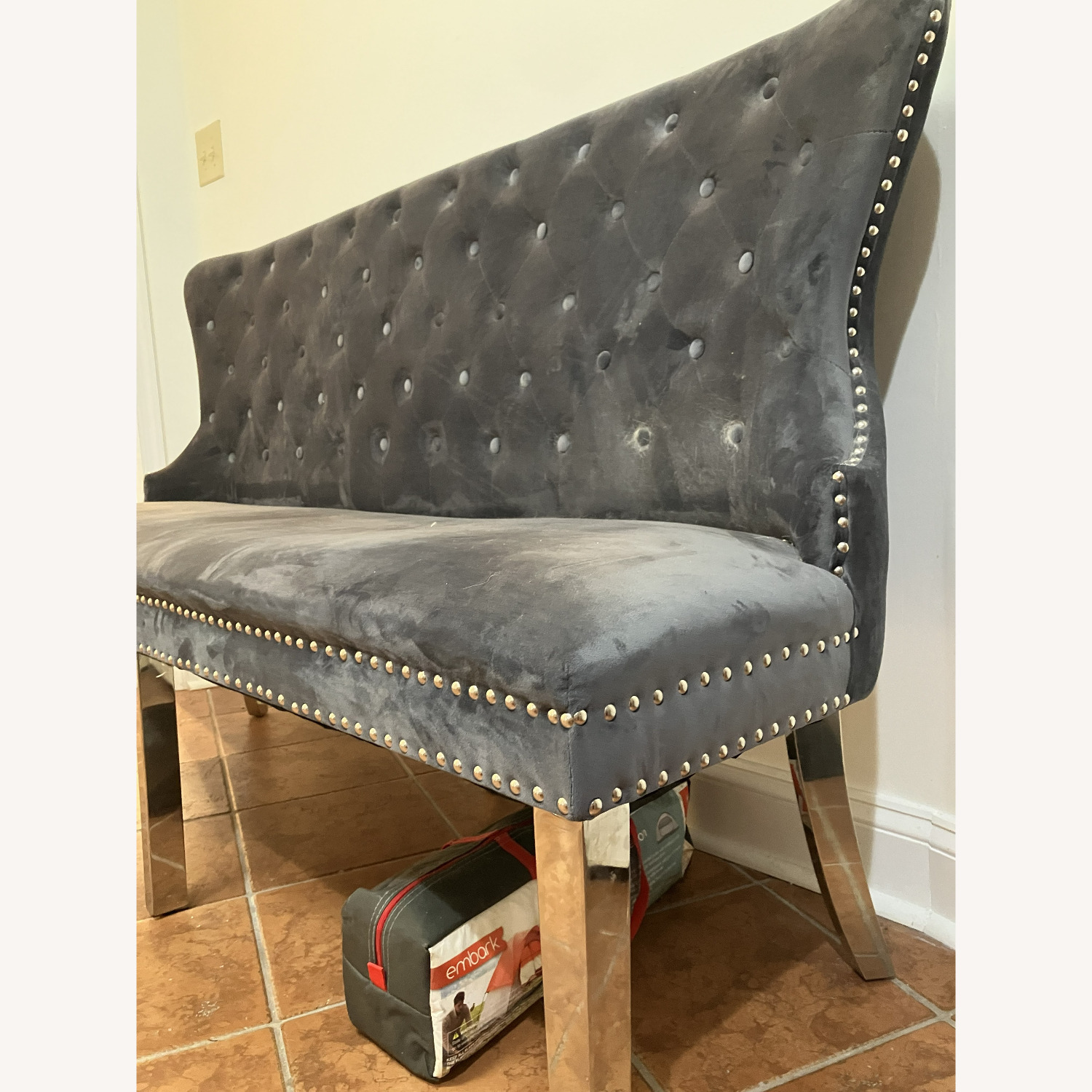 Wayfair Amick Upholstered Dark Gray Bench - image-4