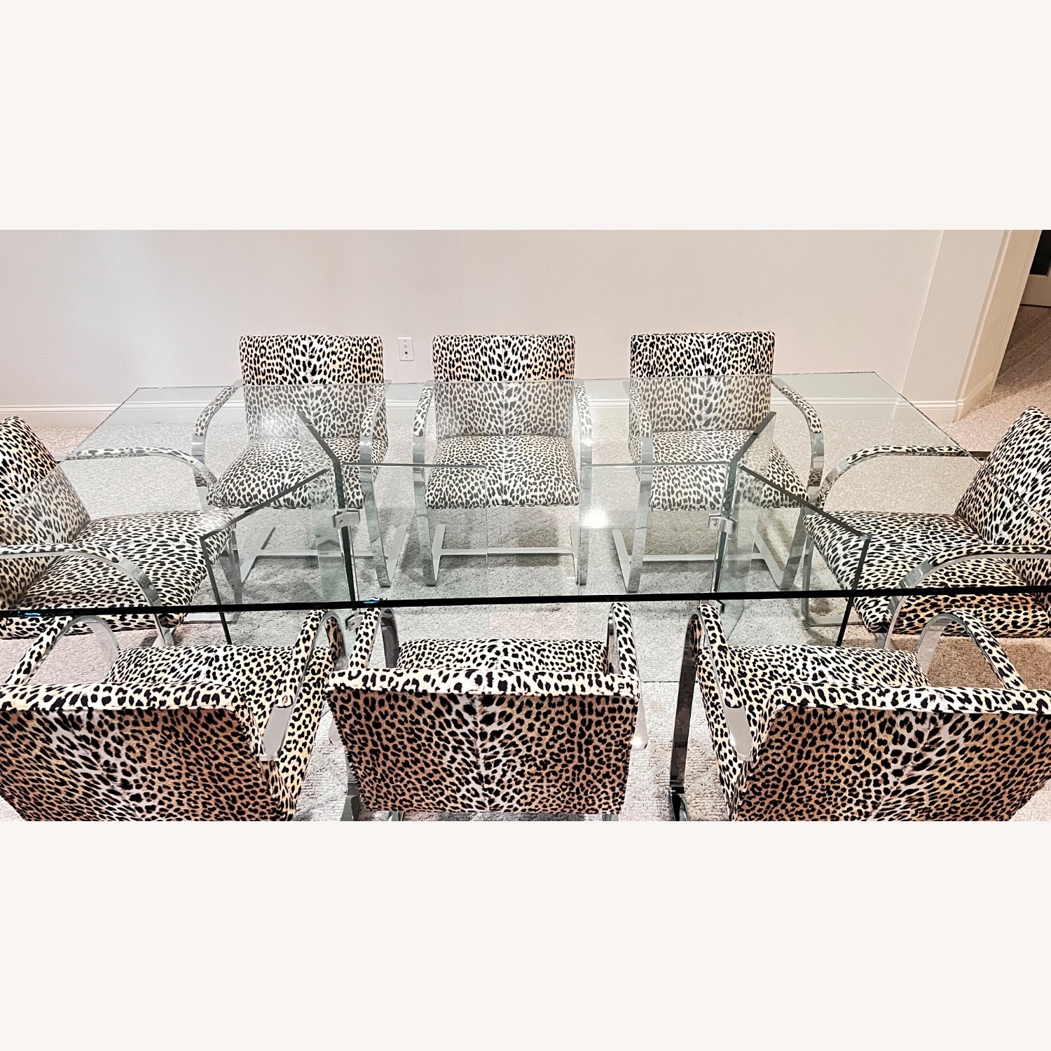 Custom Glass Dining Set, 8 Cantilever Chairs - image-3