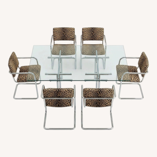 Used Custom Glass Dining Set, 8 Cantilever Chairs for sale on AptDeco
