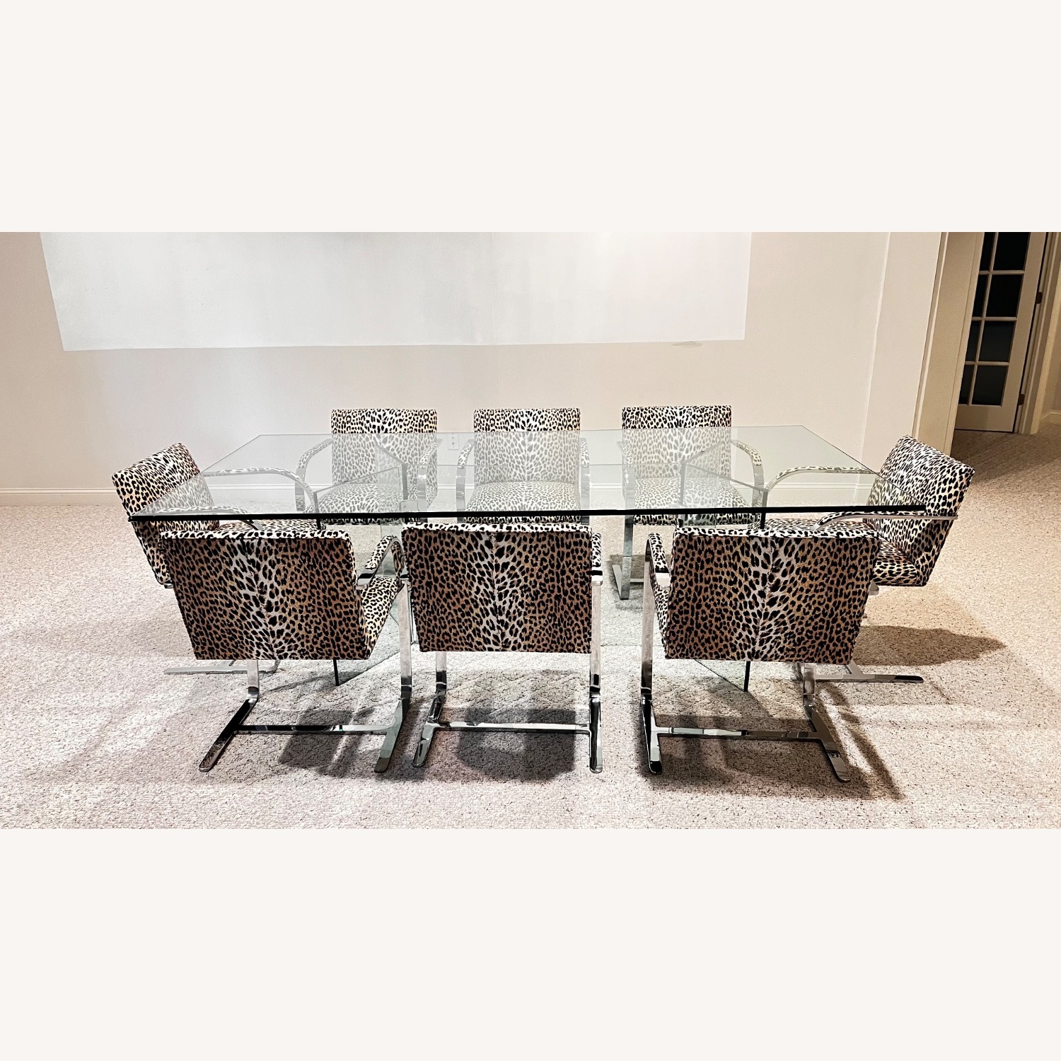 Custom Glass Dining Set, 8 Cantilever Chairs - image-2