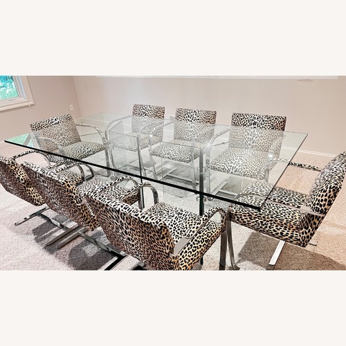Used Custom Glass Dining Set, 8 Cantilever Chairs for sale on AptDeco