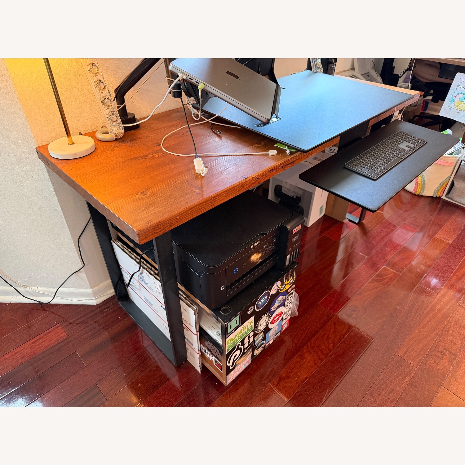 Dark Brown Wood Desk - image-1