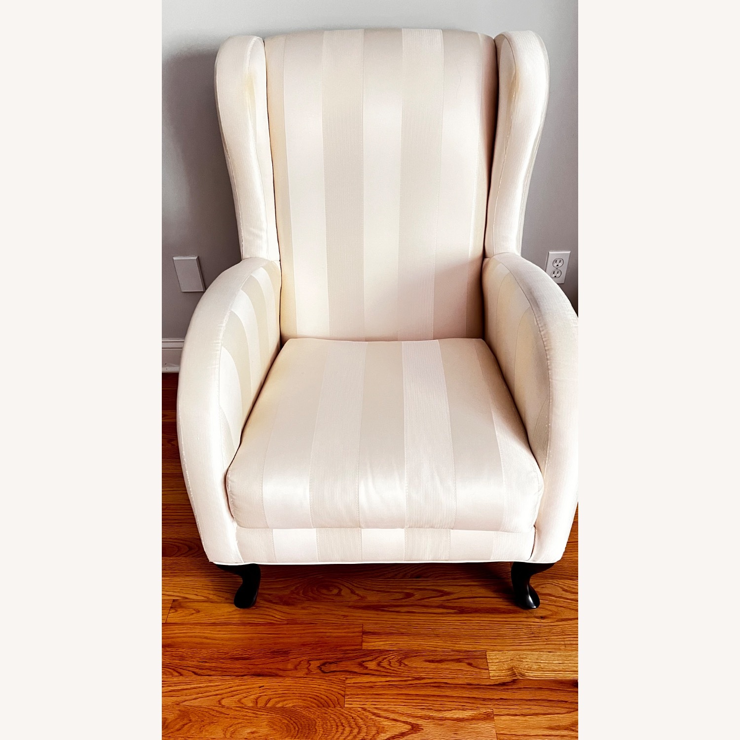 White Silk Wingback Arm Chairs - image-1