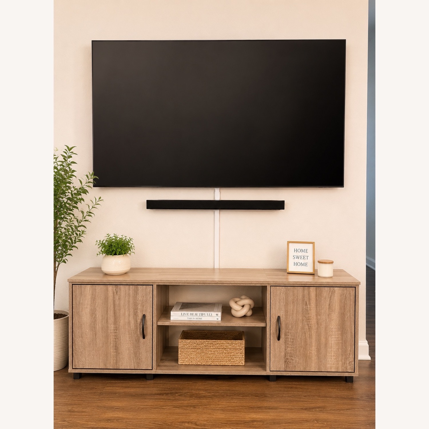 Light Brown Wood Media Storage - image-5