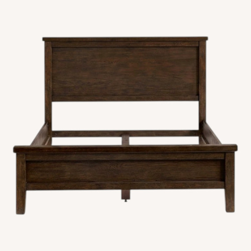 Used Pottery Barn Dark Brown Queen Farmhouse Platform Bed for sale on AptDeco