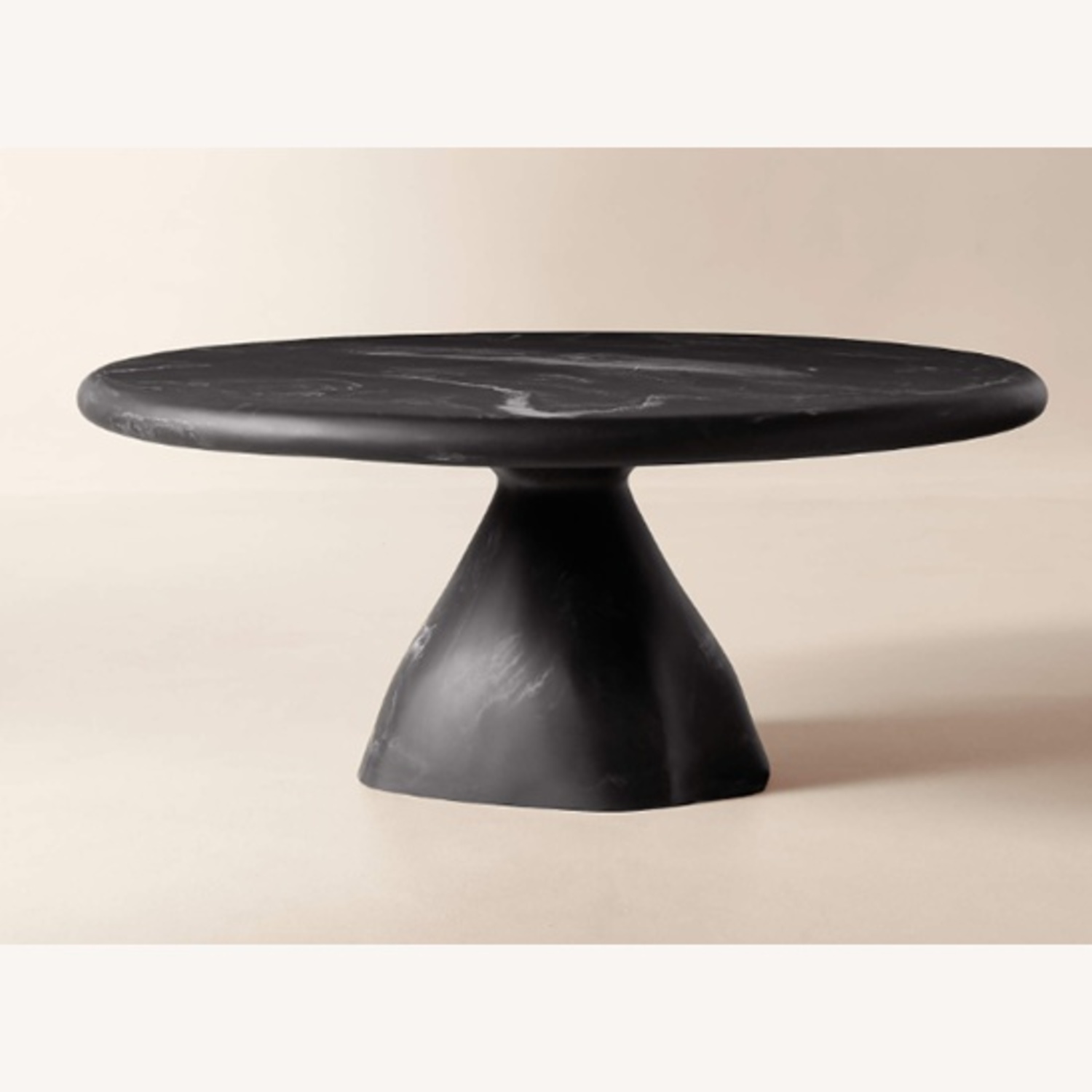 CB2 Espira 35" Round Black Marbled Resin Coffee Table - image-4