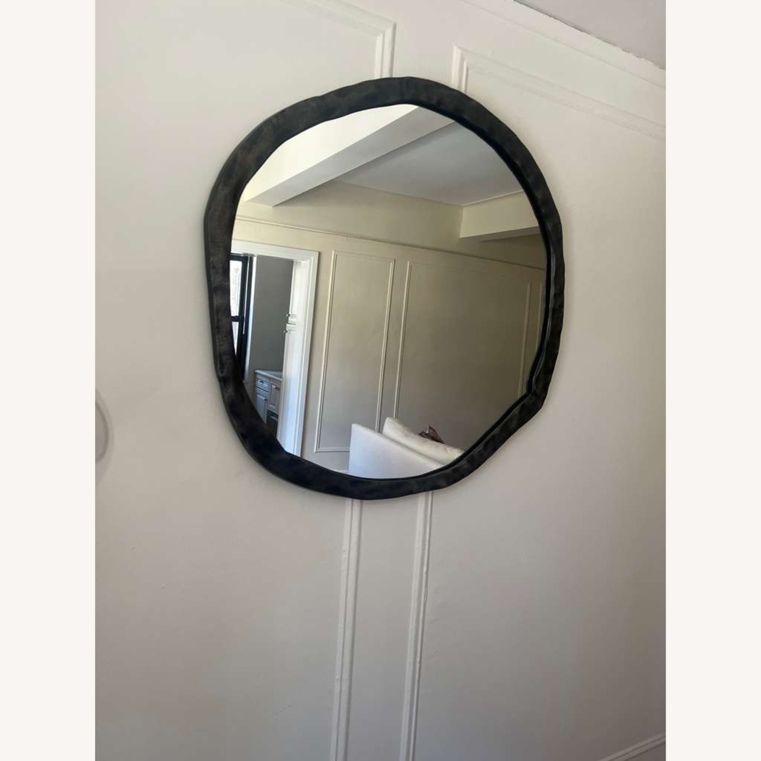 CB2 Abel Black Round Wall Mirror 34" - image-1