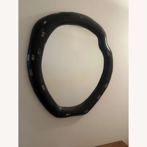 Used CB2 Horn Black Round Wall Mirror 31.75"x36.5" for sale on AptDeco