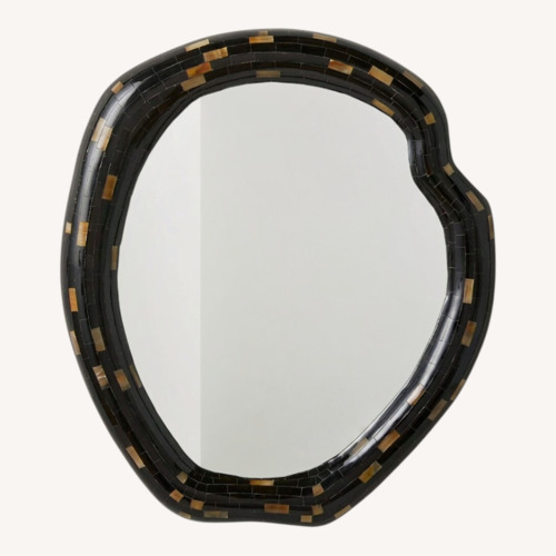 Used CB2 Horn Black Round Wall Mirror 31.75"x36.5" for sale on AptDeco
