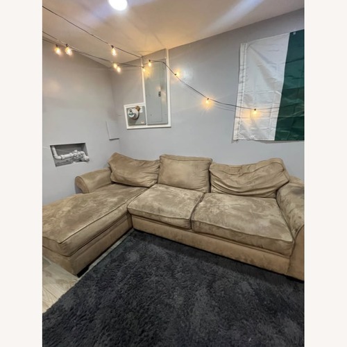 Used Large L-Shaped Sectional Sofa – Beige/Tan for sale on AptDeco