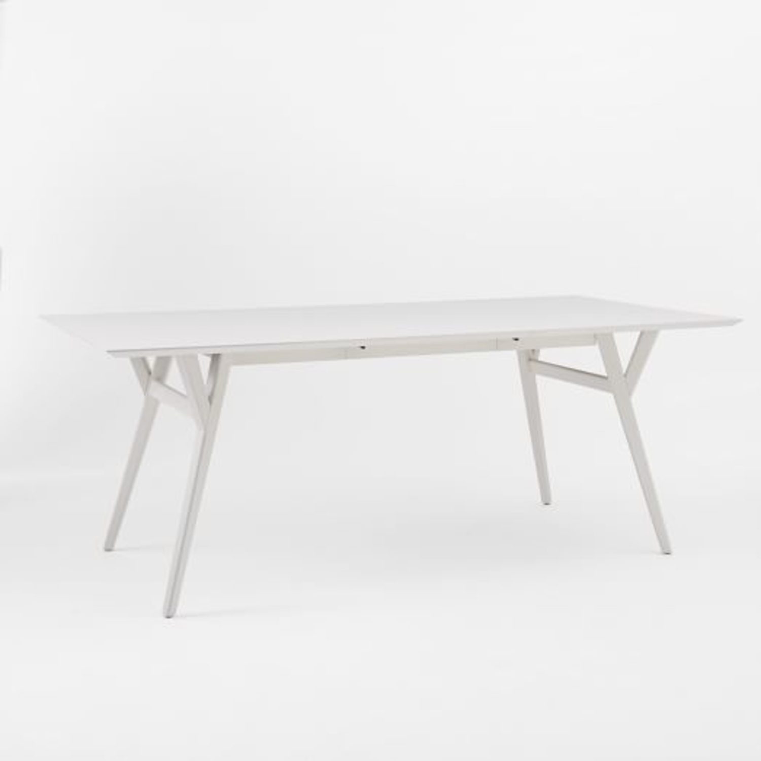 West Elm White Mid-Century Extendable Dining Table - image-9