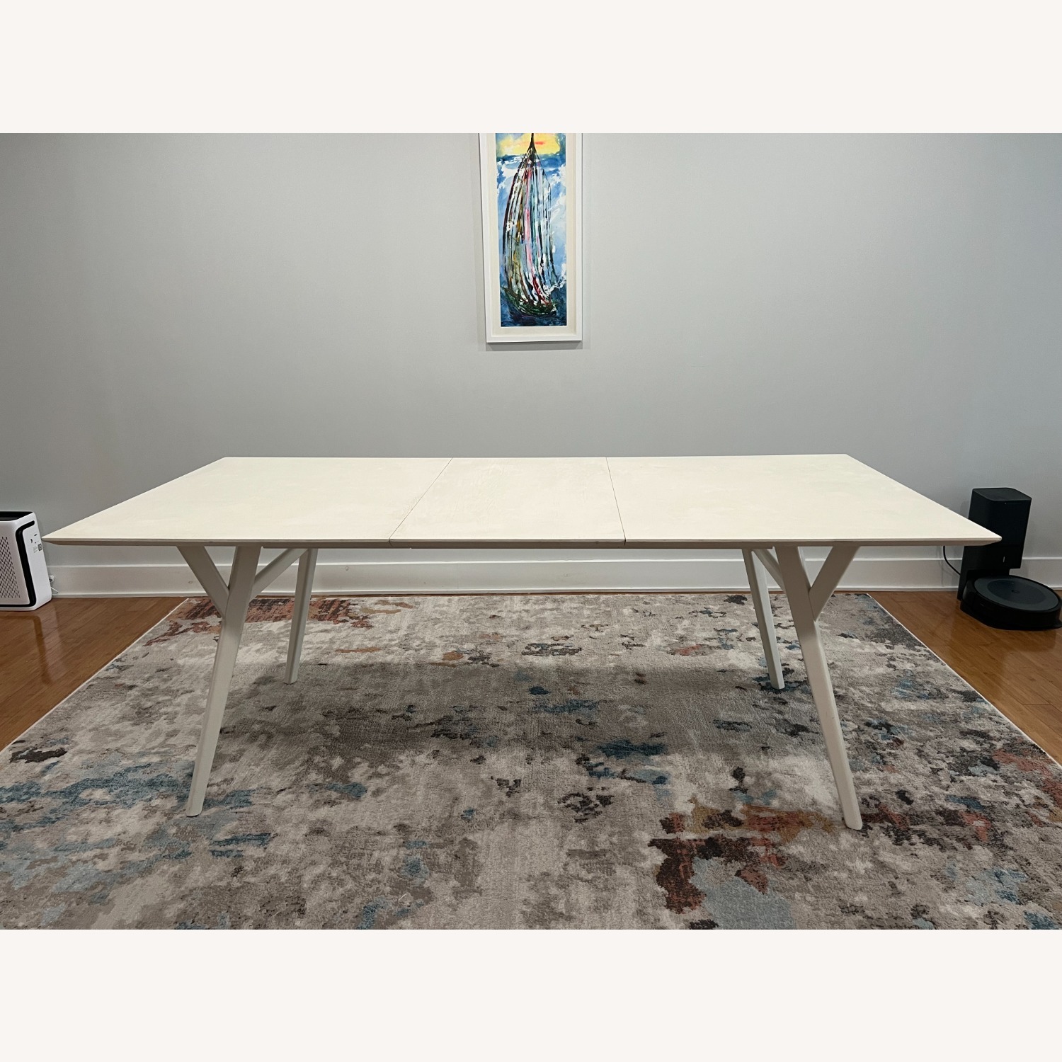 West Elm White Mid-Century Extendable Dining Table - image-1
