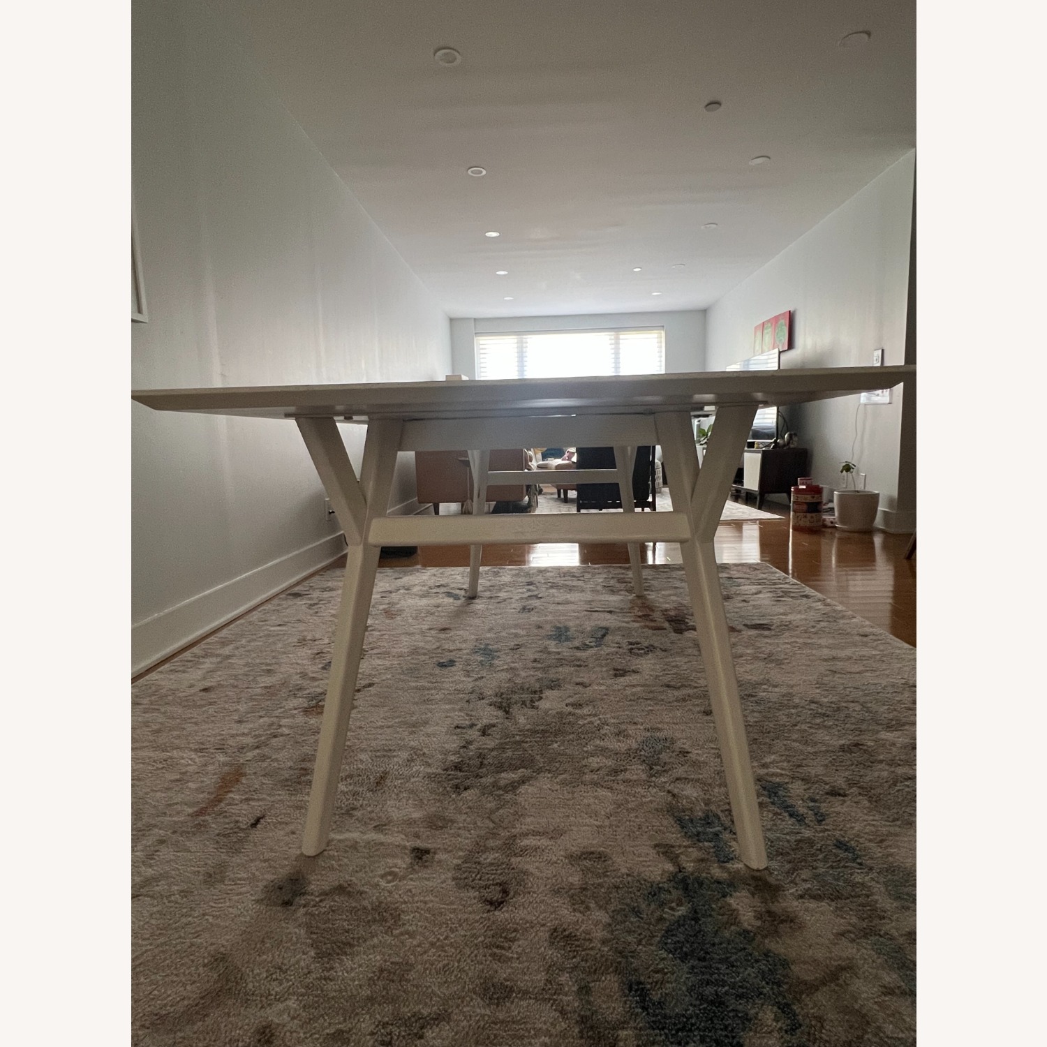 West Elm White Mid-Century Extendable Dining Table - image-3