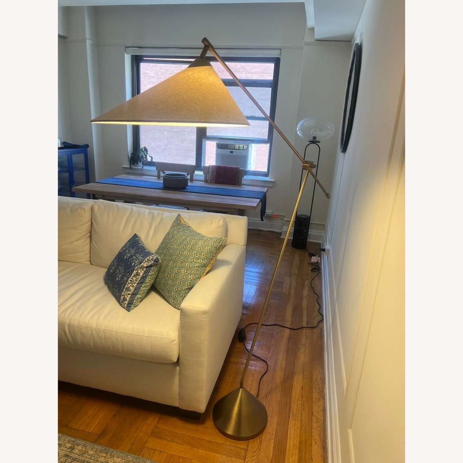 Crate & Barrel Avant Metal Articulating Floor Lamp with Fabric Shade 76" - image-2