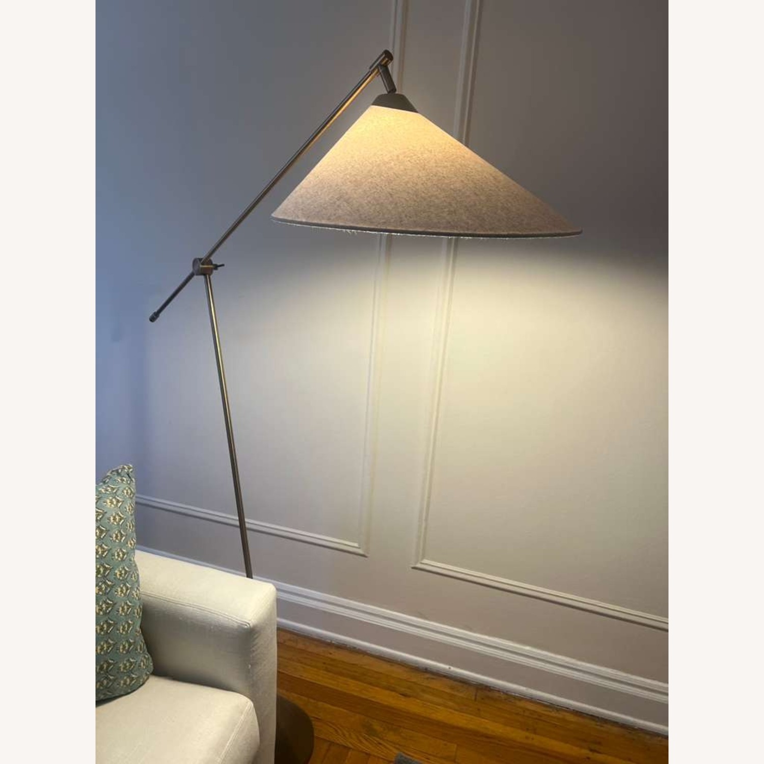 Crate & Barrel Avant Metal Articulating Floor Lamp with Fabric Shade 76" - image-3