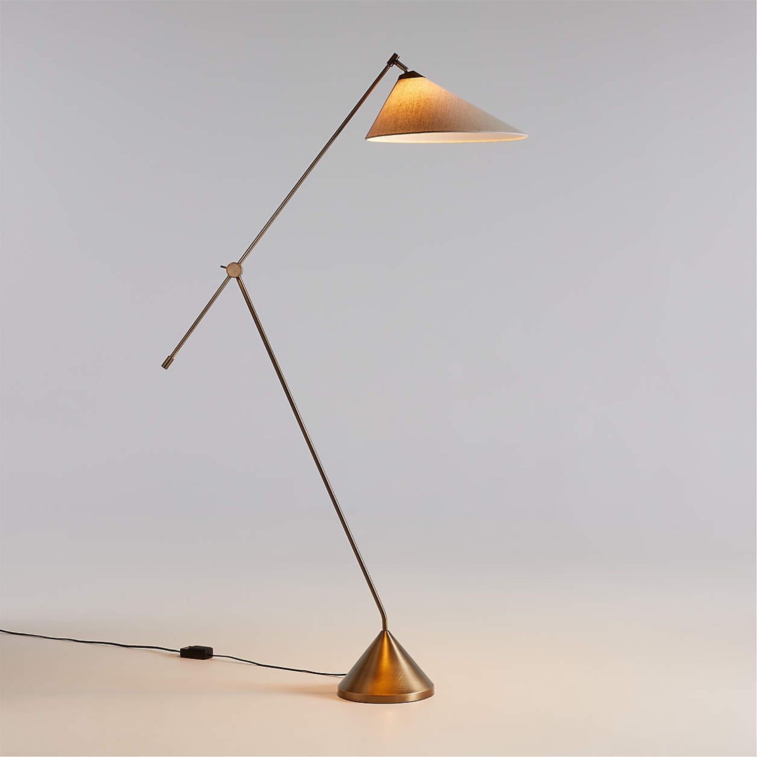 Crate & Barrel Avant Metal Articulating Floor Lamp with Fabric Shade 76" - image-4