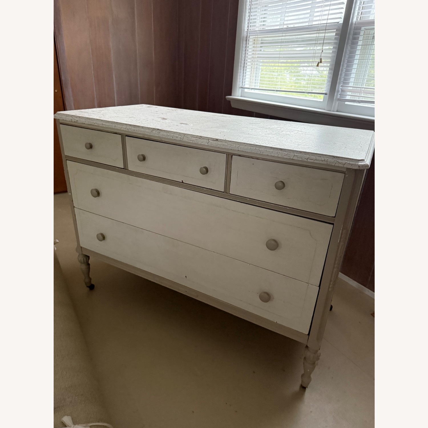 Vintage Wood Painted White Dresser - image-1