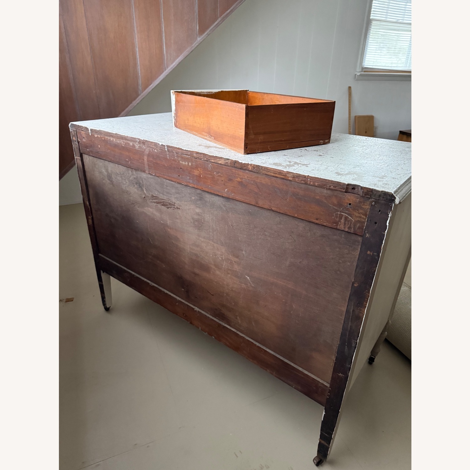 Vintage Wood Painted White Dresser - image-5