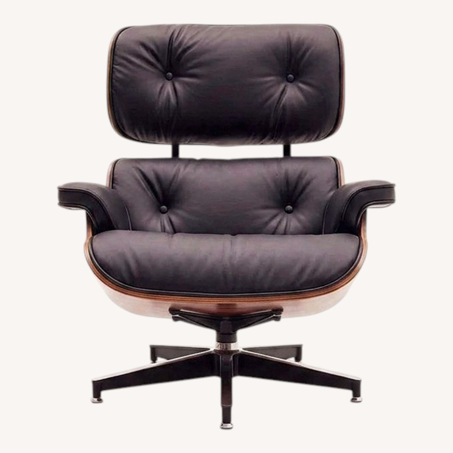 Eames Lounge Chair Replica Black Leather - image-0