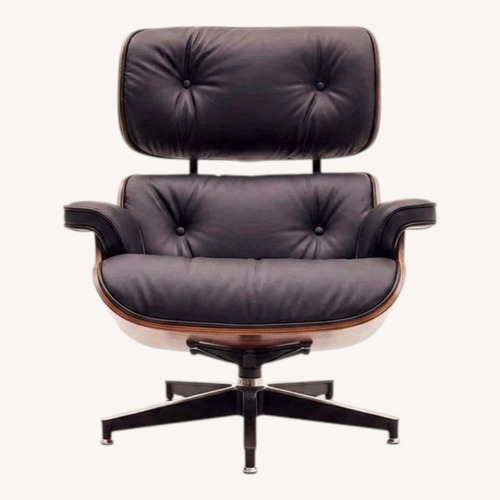 Used Eames Lounge Chair Replica Black Leather for sale on AptDeco