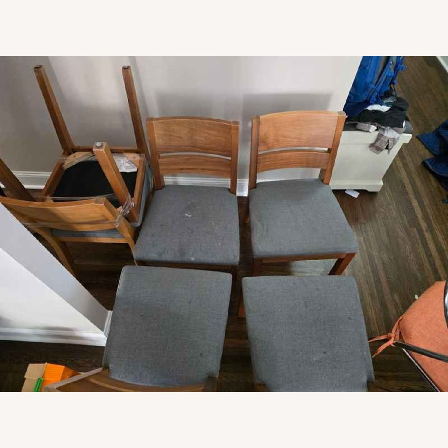 Room & Board Blue Leather Dining Chairs - image-3