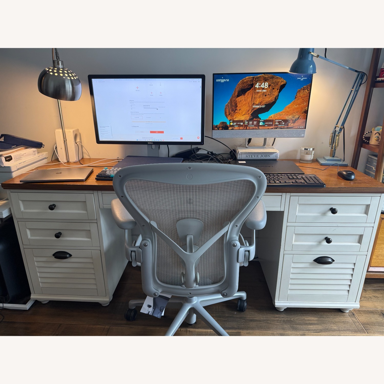 Pottery Barn White Wood Desk - image-2