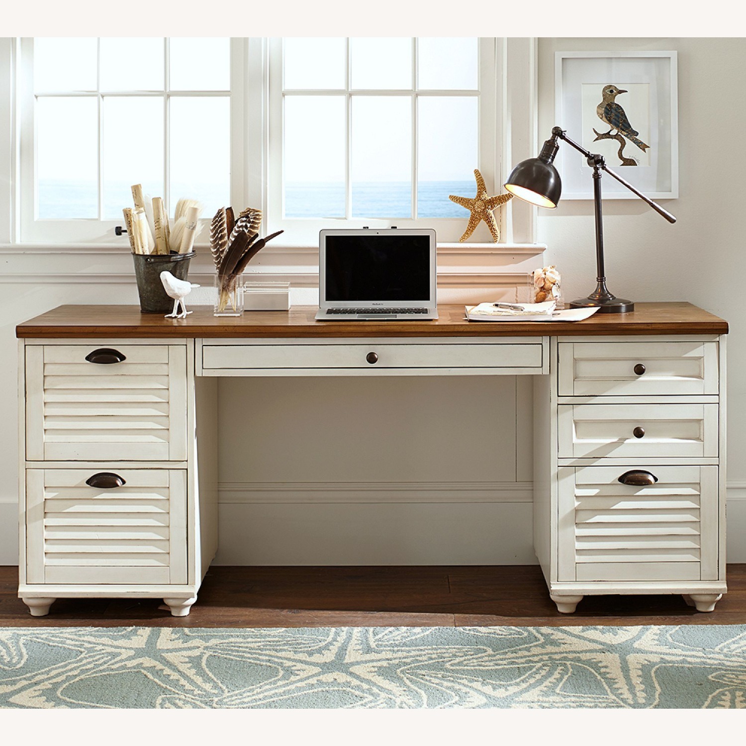 Pottery Barn White Wood Desk - image-3